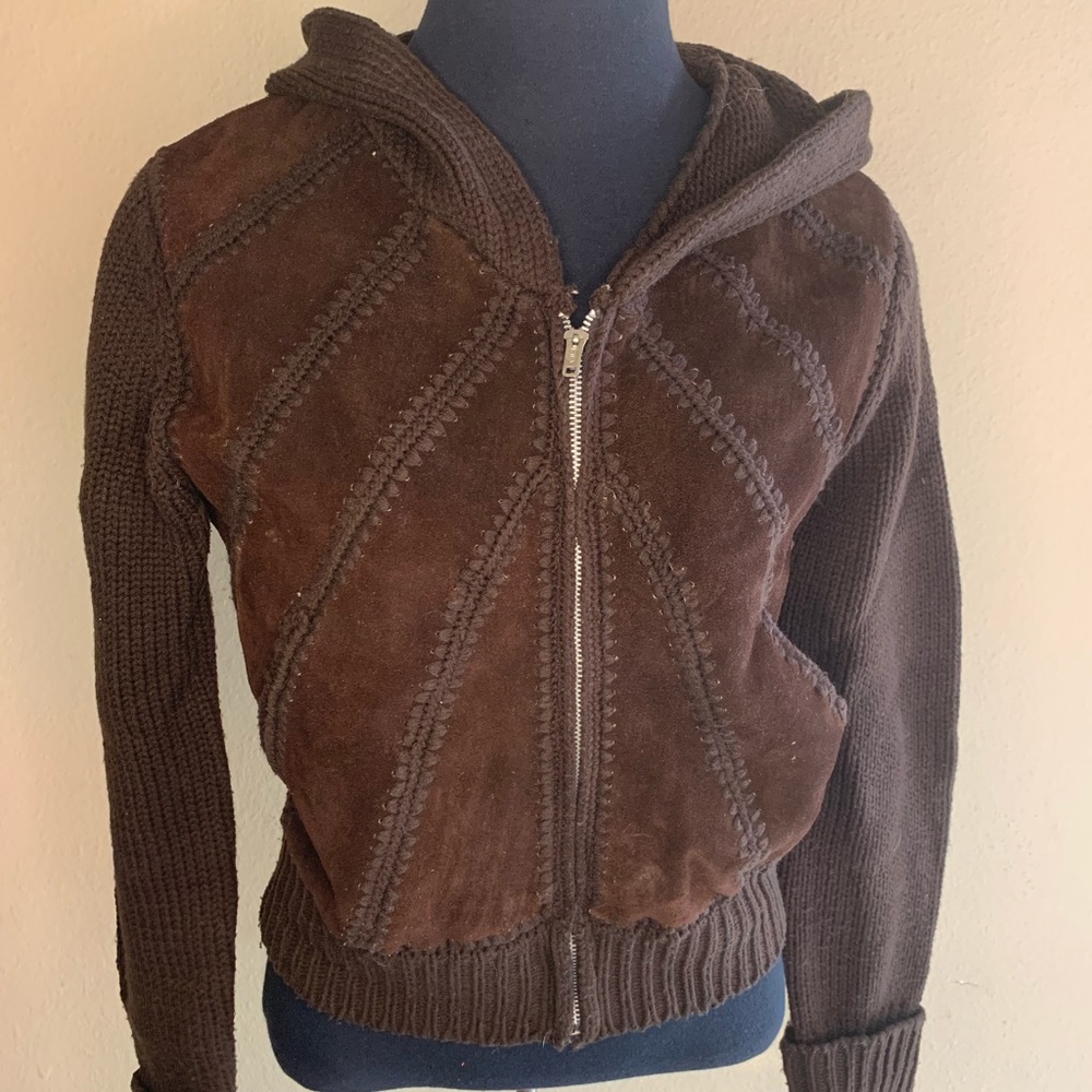 70s Hoodie Swede Sweater Size Medium Awesome Look in near perfect shape Brown